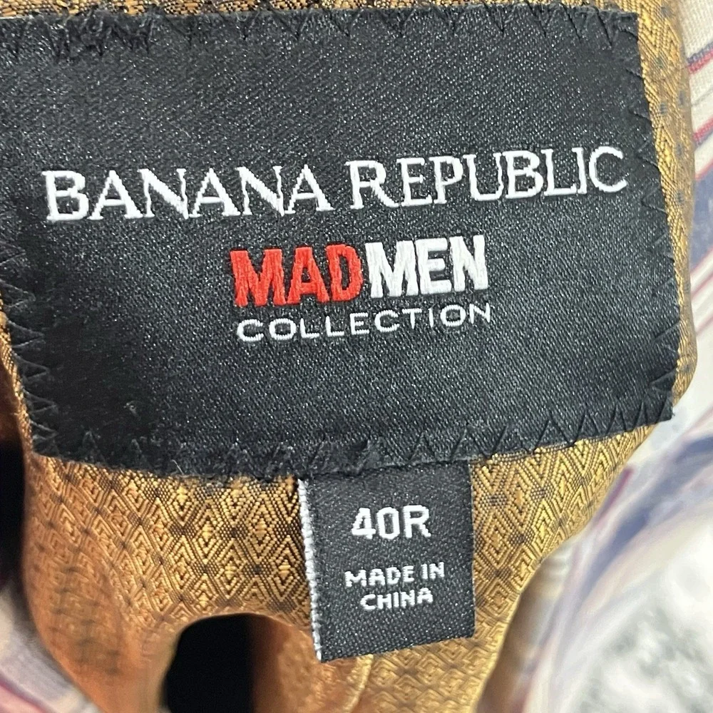 Banana Republic Mad Men Collection Mens 40R Plaid Two Button Blazer Sport Coat